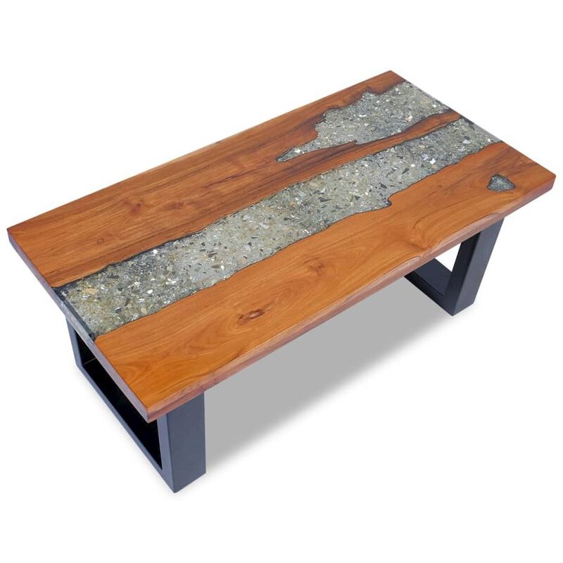 vidaXL Coffee Table Teak Resin 39.4"x19.7", 243467