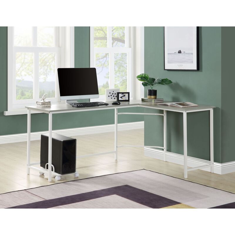 Dazenus Computer Desk, Gray & White Finish OF 00043