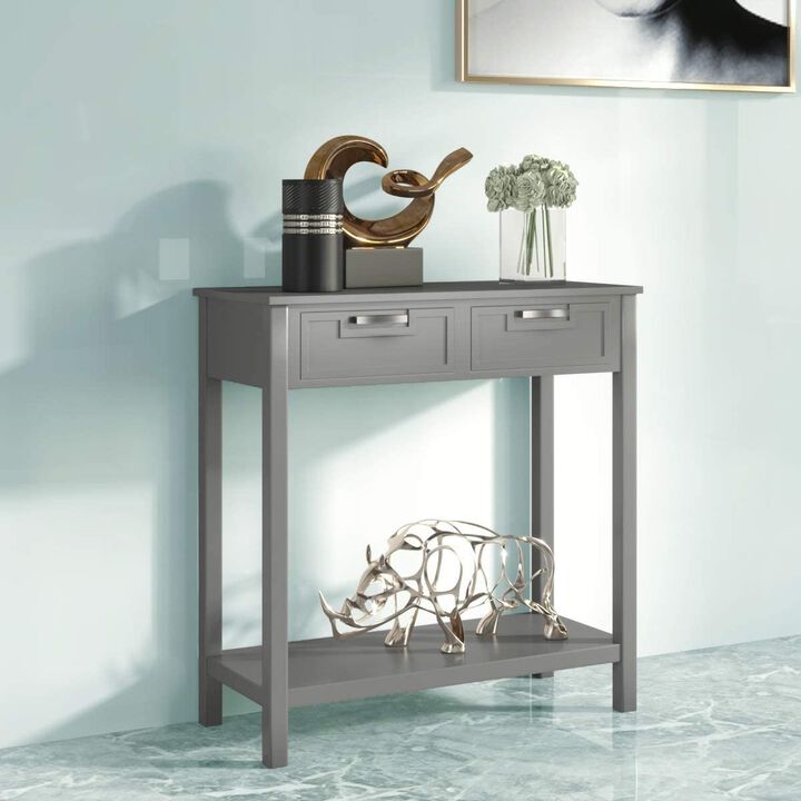 Modern Entryway Accent 2 Drawer Sofa Side Table