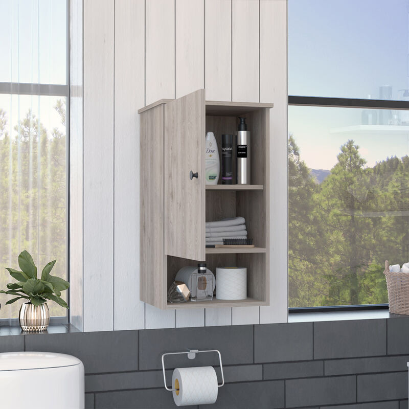 DEPOT E-SHOP Cottonwood Medicine Single Door Cabinet, Three Shelves, Light Gray