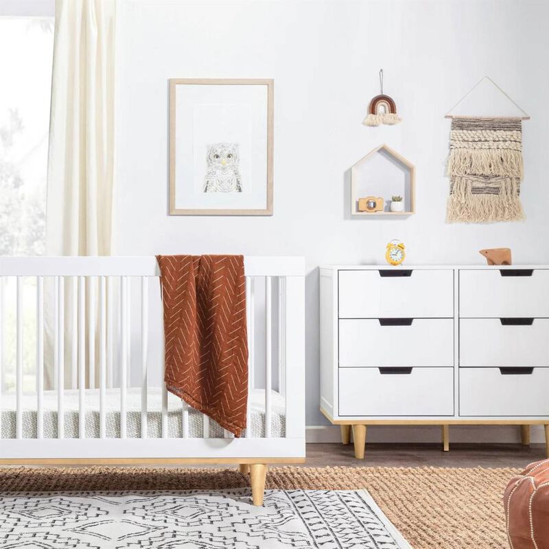 Modern Mid-Century Style 6-Drawer Bedroom Dresser with Fabric Drawers