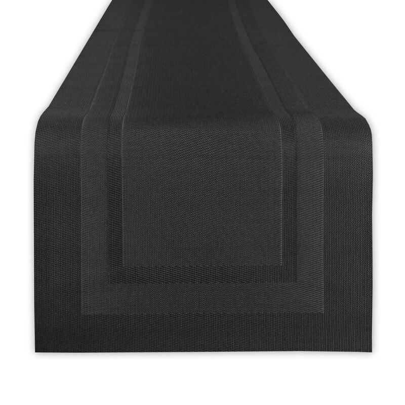 72" Solid Black Woven Rectangular Table Runner