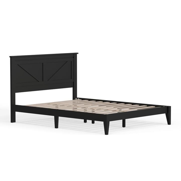Glenwillow Home Farmhouse Wood Platform Bed in Queen - Black