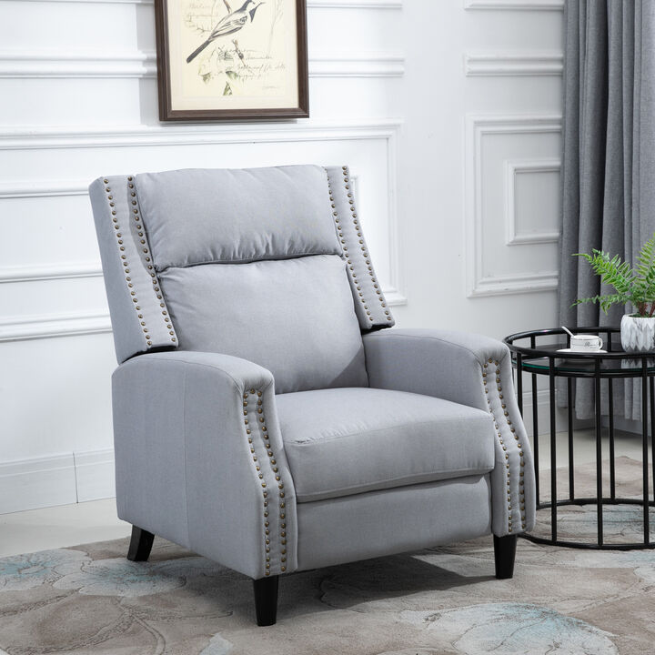 Modern Pushback Accent Chair with Nailhead Trim, Cushioned Seat and Footrest