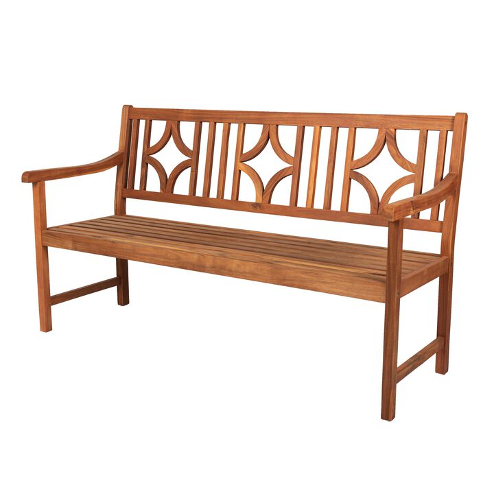 Sloane Ogee Diamond Back Acacia Wood Outdoor Garden Patio Bench