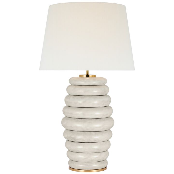 Phoebe Extra Large Stacked Table Lamp in Antiqued White