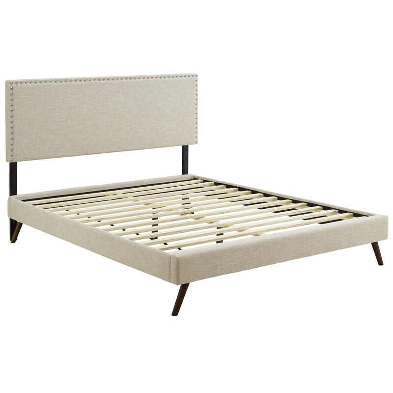 Modway - Macie Queen Fabric Platform Bed with Round Splayed Legs