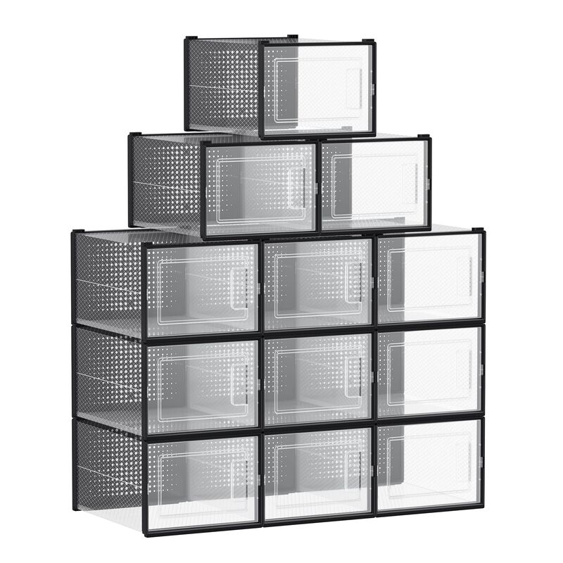 Pack of 18 Stackable Shoe Storage Organizers - Efficient Shoe Boxes for Neat Storage