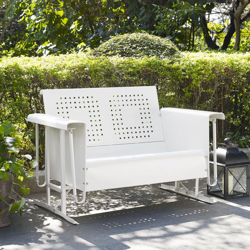 Crosley Furniture Bates Outdoor Metal Loveseat Glider White