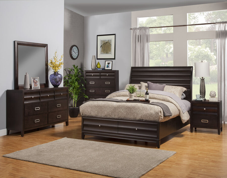 Legacy Queen Storage Bed w/2 Drawers, Black Cherry