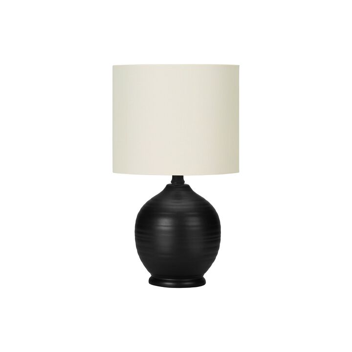 Monarch Specialties I 9739 - Lighting, 17"H, Table Lamp, Black Ceramic, Ivory / Cream Shade, Transitional