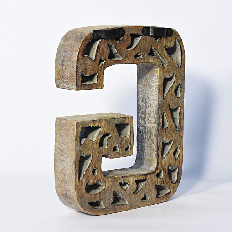Vintage Gray Handmade Eco-Friendly "G" Alphabet Letter Block For Wall Mount & Table Top Décor
