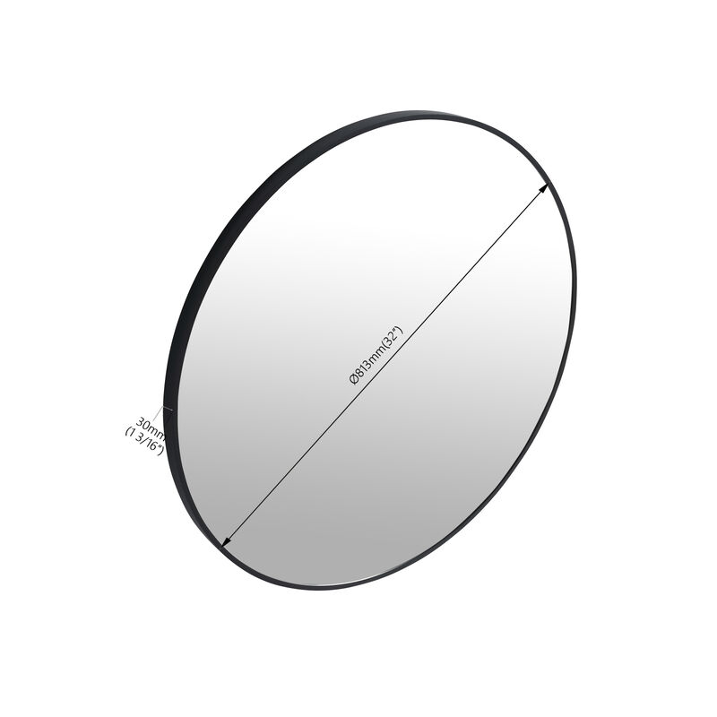 32 x 32 Inch Bathroom Mirror Black Aluminum Frame