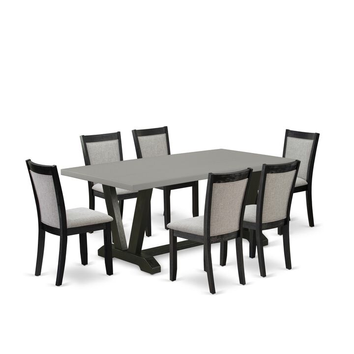 East West Furniture V697MZ606-7 7Pc Dining Set - Rectangular Table and 6 Parson Chairs - Multi-Color Color