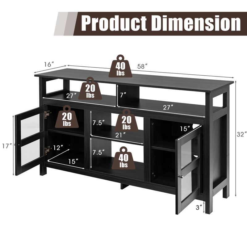 58 Inch TV Stand Entertainment Console Center with 2 Cabinets