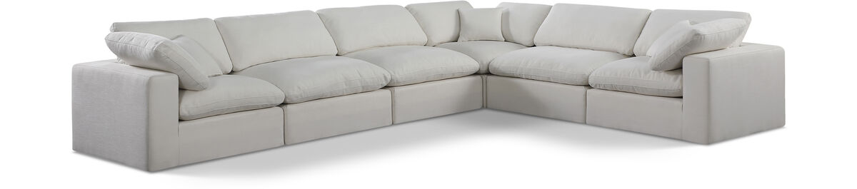 Meridian Furniture Comfy Cream Linen Textured Fabric Modular Sectional