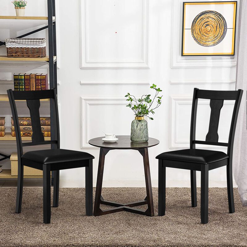 Set of 2 Dining Room Chair with Rubber Wood Frame and Upholstered Padded Seat