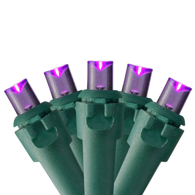 50 Purple LED Wide Angle Christmas Lights - 16.25 ft Green Wire