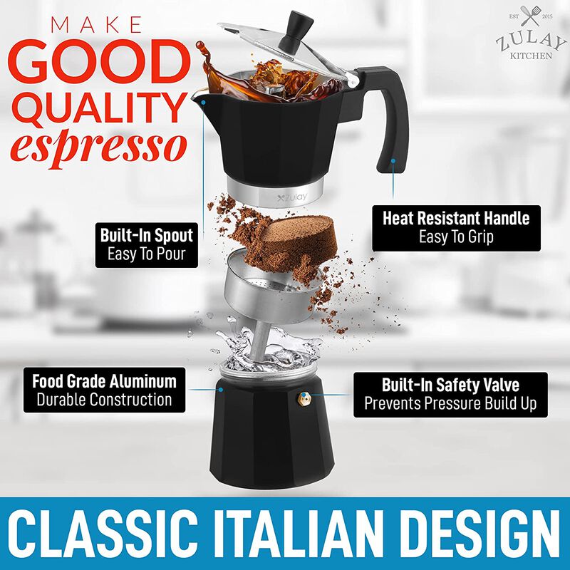 Classic Italian Style Espresso Cup Moka Pot - 3 Cups