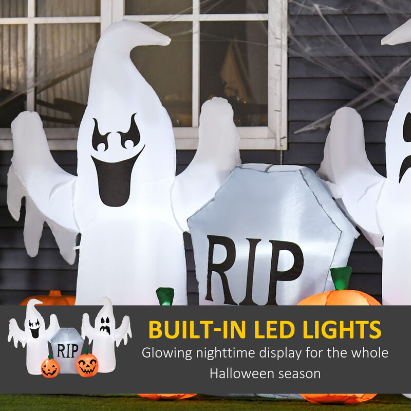 6' Light Up Ghost Inflatable Outdoor Halloween Yard Decoration w/ LED Lights