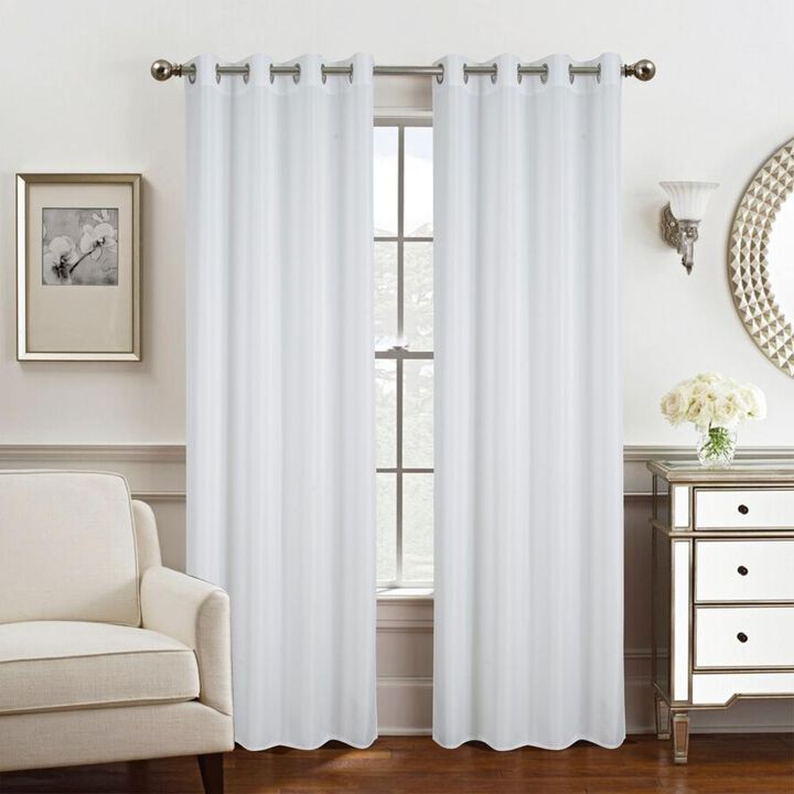 Olivia Gray Gilbert Solid Single Grommet Curtain Panel Pair - 54x84", White