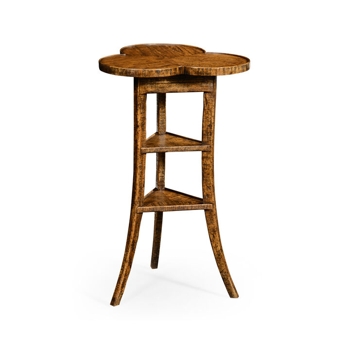 Country Walnut Trefoil Side Table