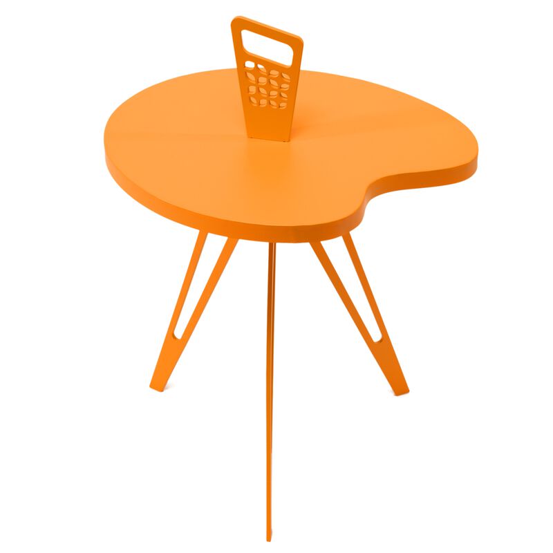 Genie Mod Shaped Metal Side Table (taller kidney)-orange