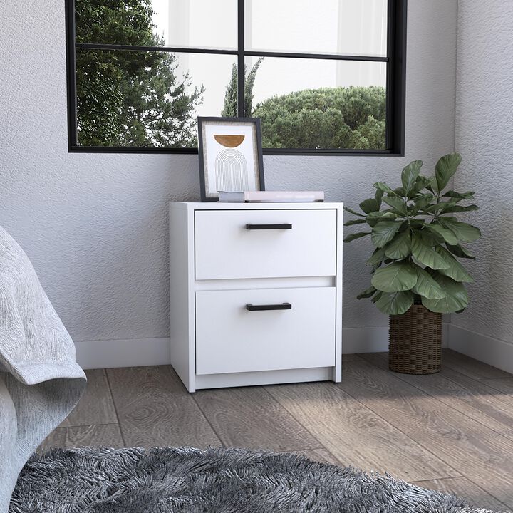 DEPOT E-SHOP Bethel 2 Drawers Nightstand with Handles