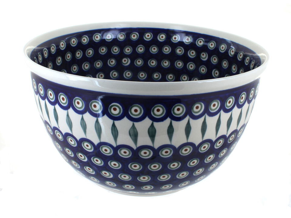 Blue Rose Polish Pottery Jungle Flower Large Mixing Bowl