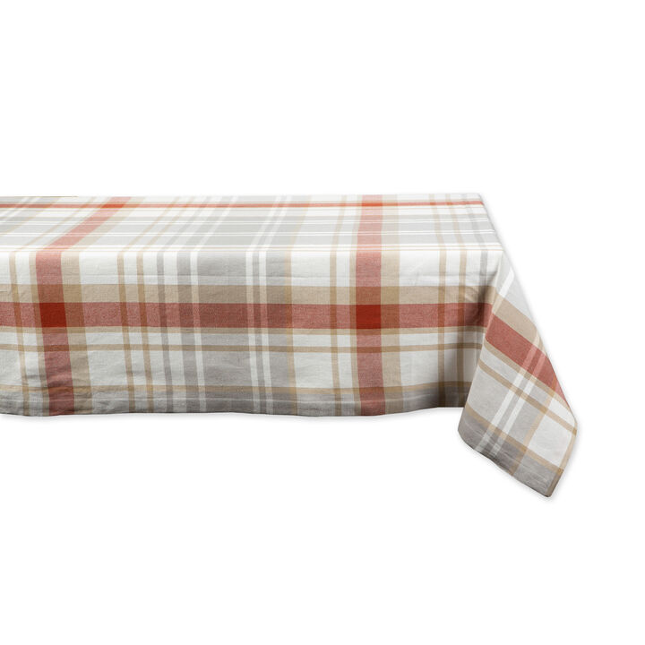 60" x 84" Red and White Plaid Decorative Table Cloth