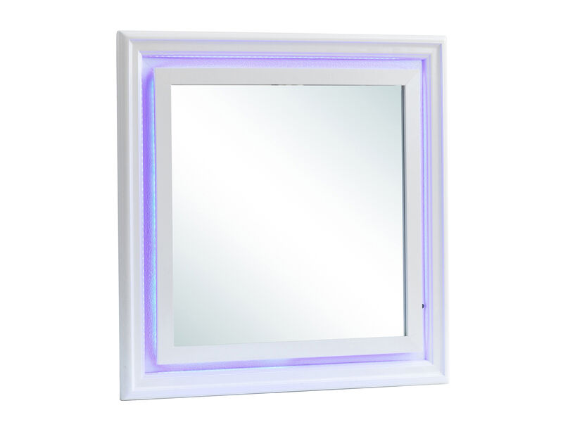 Lorana 38 in. x 38 in. Modern Square Framed Purple Dresser Mirror