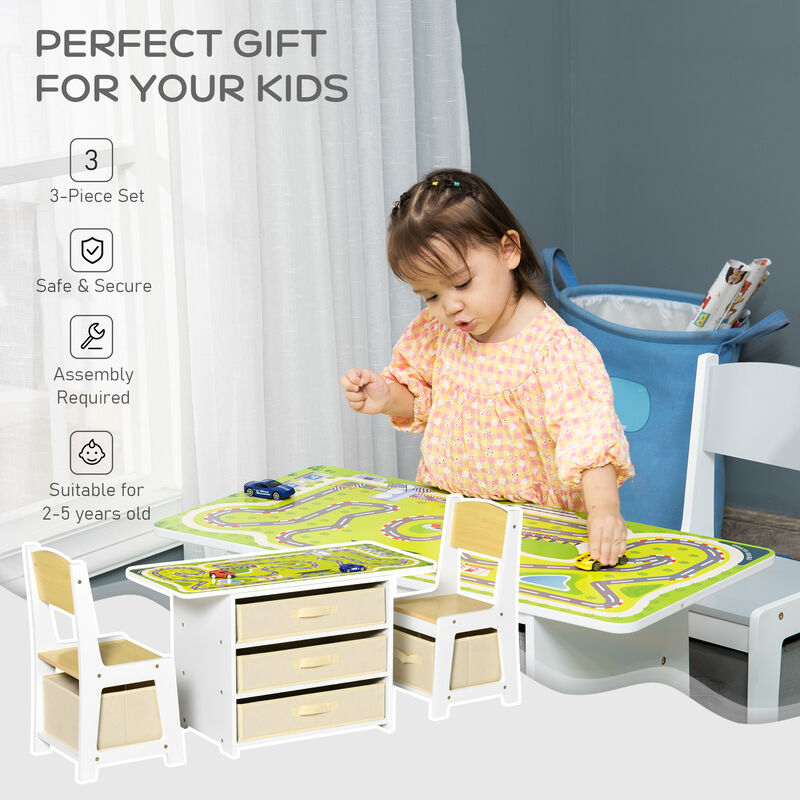 Kids Activity Table and Chairs Set with 3 Surfaces Including Kids Drawing Table