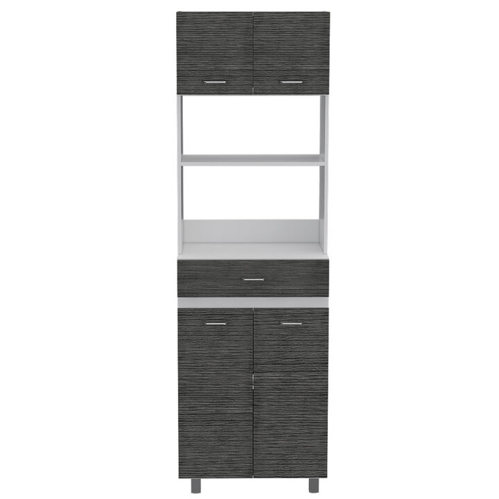 Pembrooke 2-Shelf 1-Drawer Microwave Pantry Cabinet Smokey Oak