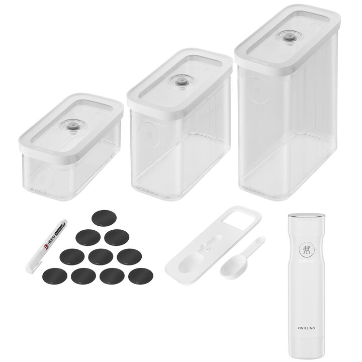 ZWILLING Fresh & Save Cube Box Starter Set, 5-pc, Plastic, Airtight Dry Food Storage Container, Medium Cube Set with Pump