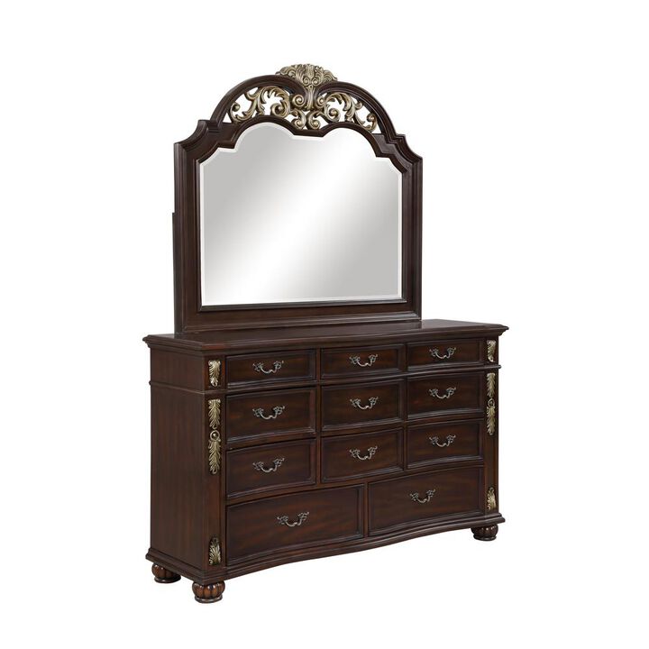 New Classic Furniture Furniture Maximus Solid Wood Dresser/Mirror Set in Madeira