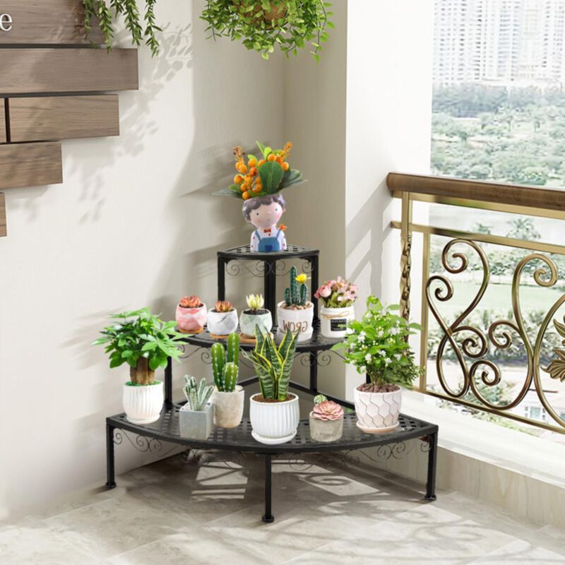 Hivvago 3-Tier Corner Metal Flower Ladder Plant Stand