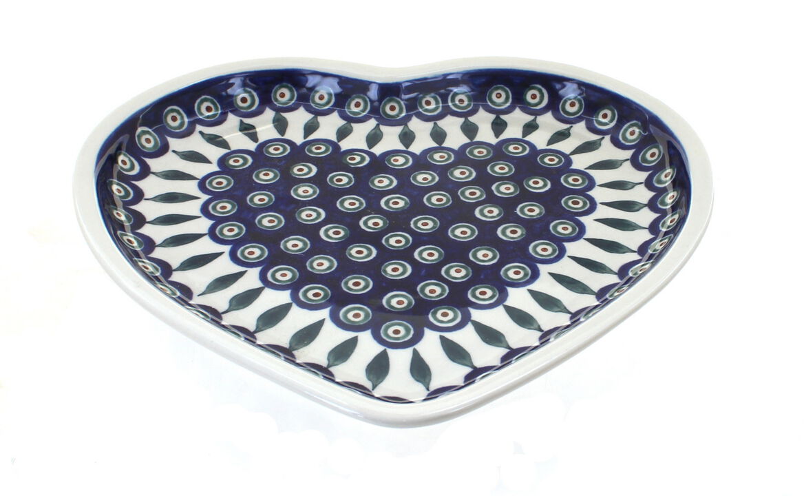 Blue Rose Polish Pottery Vintage Violet Heart Plate