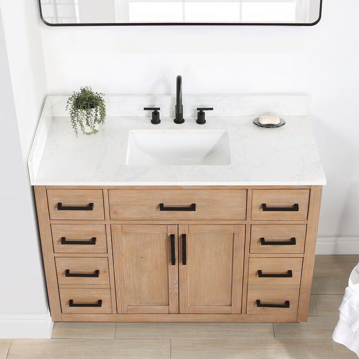 Altair 48 Single Bathroom Vanity in Light Brown with Mirror