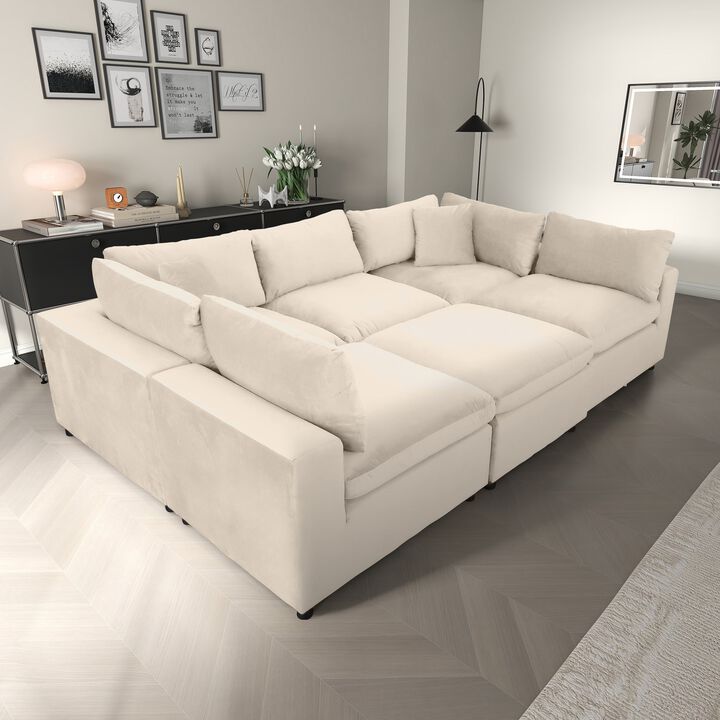Merax Ivory Velvet Modular Sectional Sofa