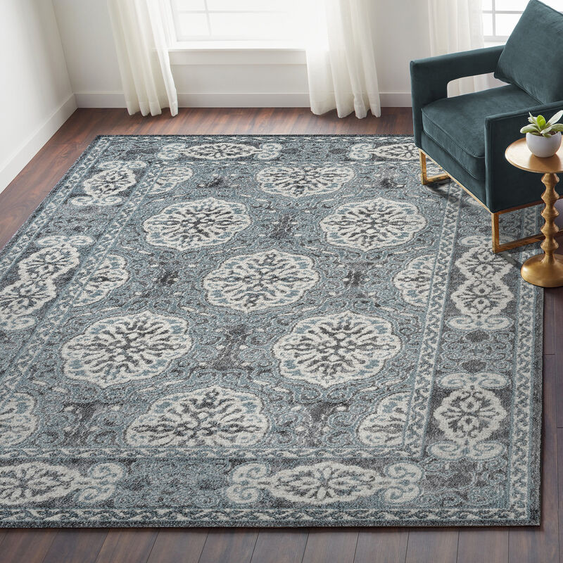 Alexandria Banbury Blue Bordered Area Rug