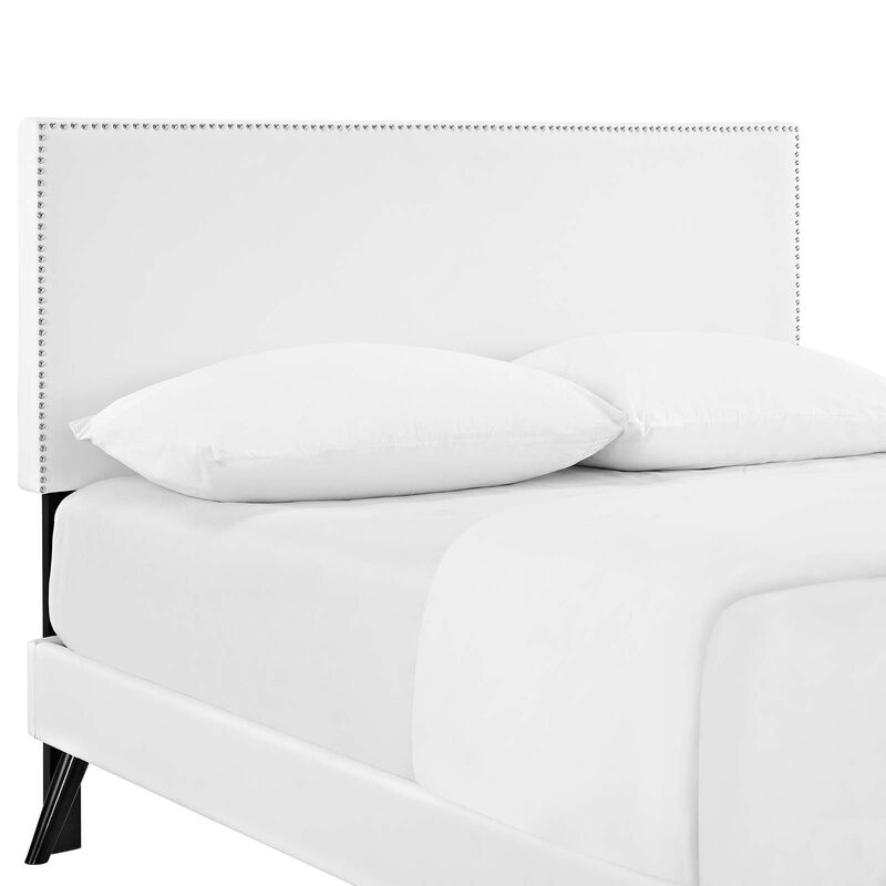 Modway - Macie King Vinyl Platform Bed with Round Splayed Legs White