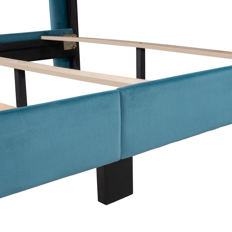 Merax Velvet Upholstered Platform Bed- Queen