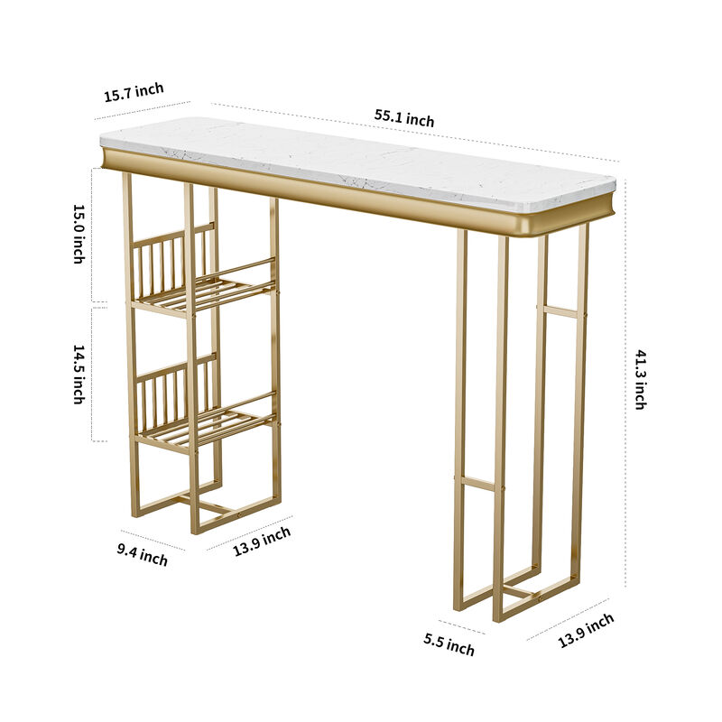 Merax 55.1" Modern Straight Bar Table with Shelves