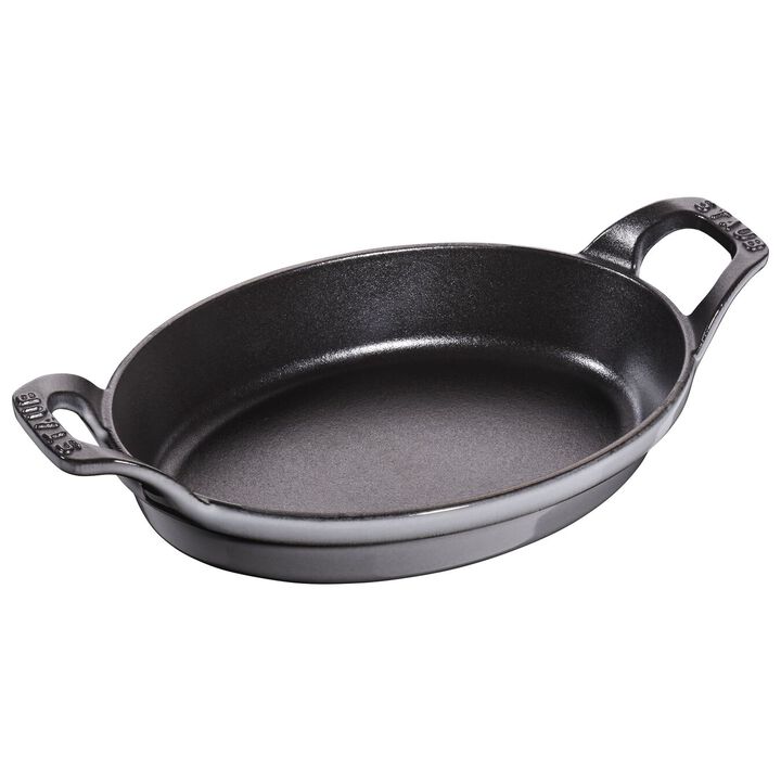 Staub Cast Iron 8-inch x 5.5-inch Oval Gratin Baking Dish - Graphite Grey