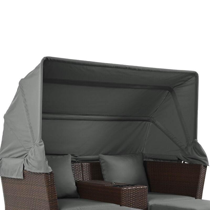 Merax Outdoor Double Daybed Loveseat Sofa Set