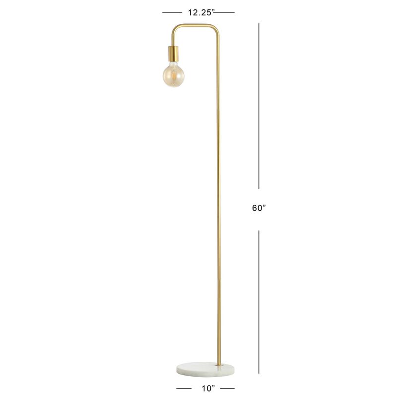 Vega 60" Minimalist Edison Metal/Marble Floor Lamp, Gold