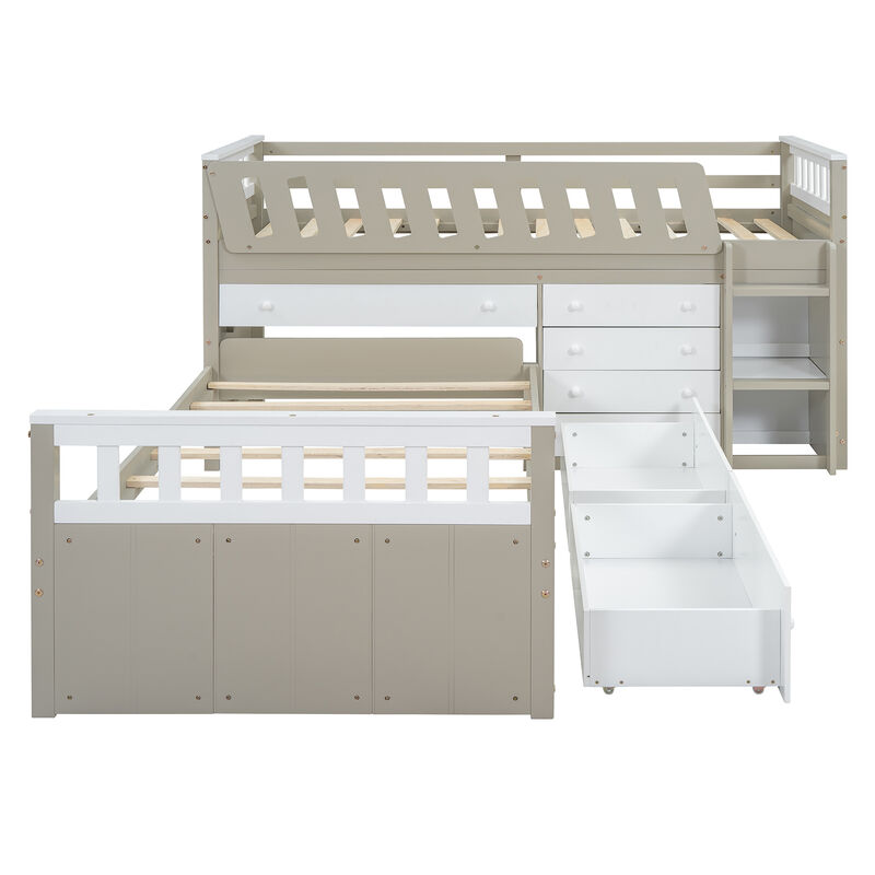 Merax L-shaped Loft Bed  with Platform Bed