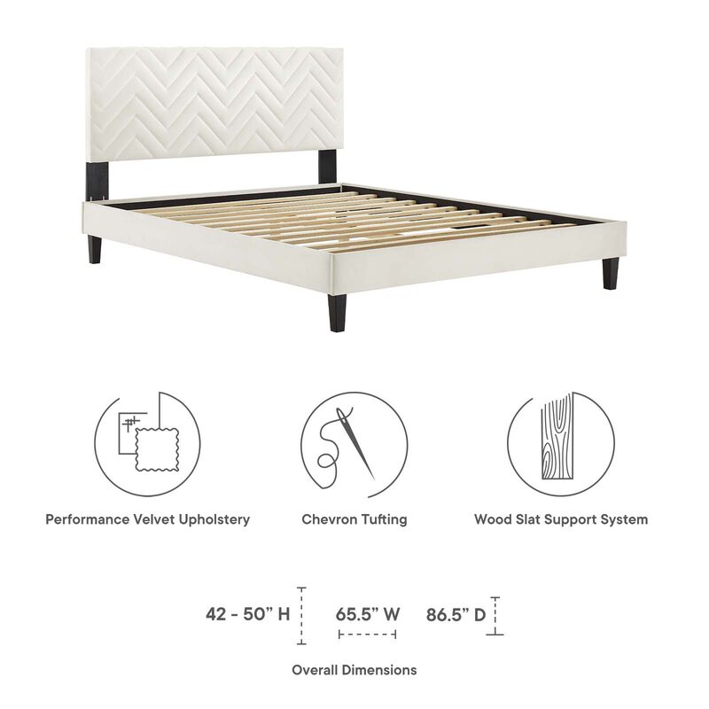 Modway - Leah Chevron Tufted Performance Velvet Queen Platform Bed