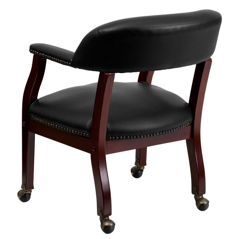 Flash Furniture Sarah Black Vinyl Luxurious Conference Chair with Accent Nail Trim and Casters