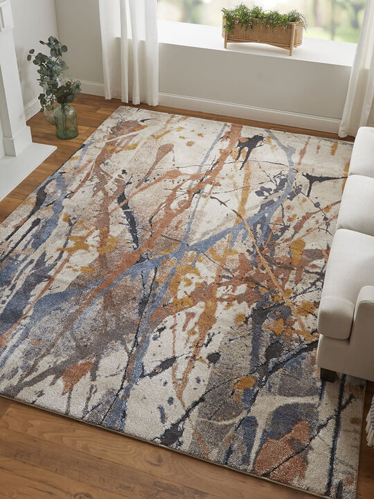 Gilmore 39MPF 2' x 3' Blue/Orange/Gray Rug